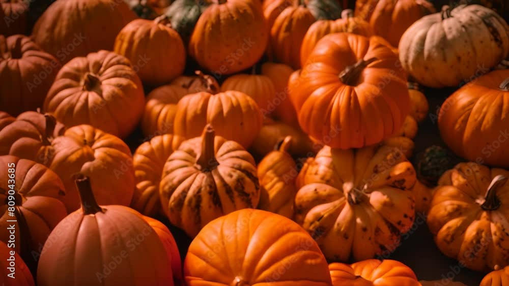 Poster array of pumpkins arranged neatly generative ai