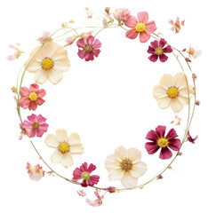 Fototapeta premium PNG Real pressed cosmos flowers pattern circle wreath