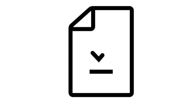 File download animation, linear document icon and downloading process, transparent background footage