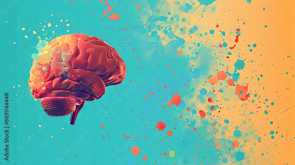 Wall mural brain stock photo background with minimalist design for ai in education presentation. conceptual vis