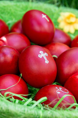 easter eggs in a basket