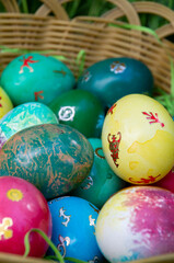 easter eggs in a basket