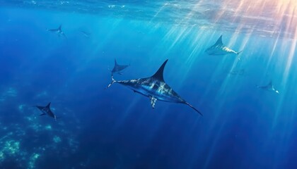 Giant Marlin fish in the ocean, beautiful view of marlin fish in the blue ocean