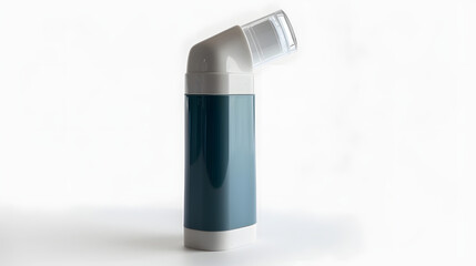 Portable asthma inhaler device on white background - obrazy, fototapety, plakaty