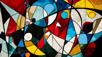 Captivating Geometric Abstraction - Vibrant Interplay of Colors and Shapes Evoking Expression