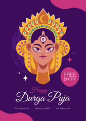 Happy navratri durga puja flyer design in illustration