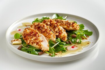 Almond Crusted Chicken on a Bed of Greens