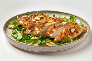 Almond Crusted Chicken with Mesclun Salad Elegance