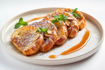 Elegant Almond Croissant French Toast with Almond Butter Syrup