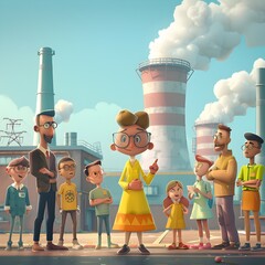 Cartoon Character Demystifies Nuclear Energy for Curious Audience - obrazy, fototapety, plakaty