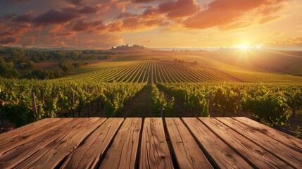A Sunset Over Scenic Vineyard