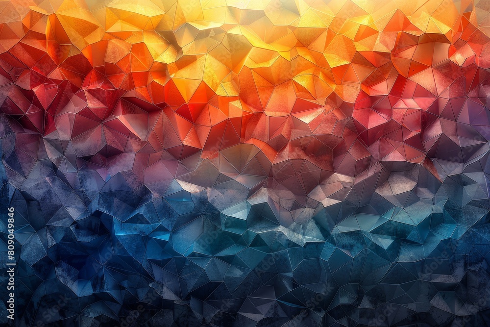 Poster seamless multicolored geometric crystal facets abstract backdrop with a dynamic 3d low poly design