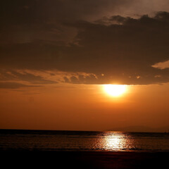 Golden Sunset on beach at Pakmeng Beach, Trang, Thailand
