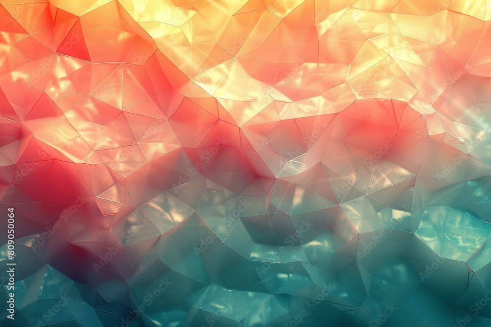 Poster the image displays a vibrant abstract polygonal texture that seamlessly combines cool blues with war