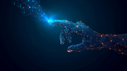 Tech Connection: Digital Hand on Glowing Dot