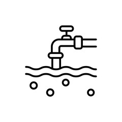 Water pollution outline icons, minimalist vector illustration ,simple transparent graphic element .Isolated on white background