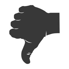 Silhouette thumb down bad or dislike symbol logo black color only
