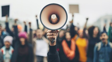 Hand holding megaphone  impactful communication  amplifying messages