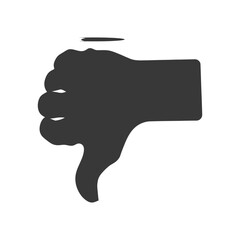 Silhouette thumb down bad or dislike symbol logo black color only