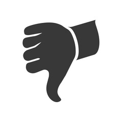 Silhouette thumb down bad or dislike symbol logo black color only