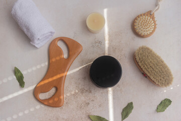 spa still life with wellness tools