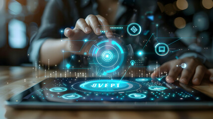 Satisfied Customer Completing Tablet Survey Providing Valuable Insights for Improvement