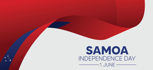 Samoa Independence Day 1 June flag ribbon vector poster