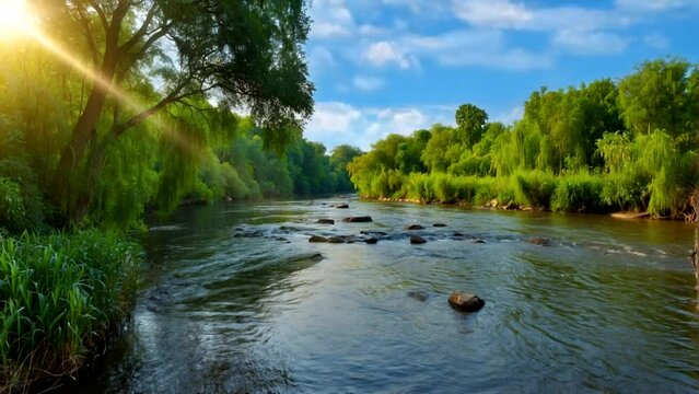 Forest river rock landscape