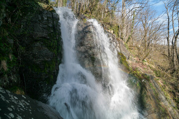 Waterfall in the Caucasus Mountains, Sochi, Russia.