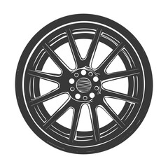 Obraz premium Silhouette velg rim tire for car black color only