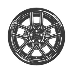 Obraz premium Silhouette velg rim tire for car black color only