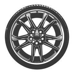 Obraz premium Silhouette velg rim tire for car black color only