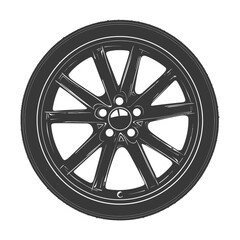 Obraz premium Silhouette velg rim tire for car black color only