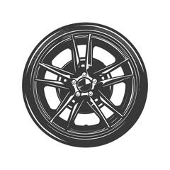 Fototapeta premium Silhouette velg rim tire for car black color only