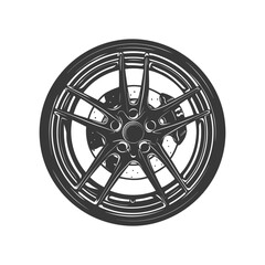 Obraz premium Silhouette velg rim tire for car black color only