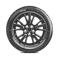 Obraz premium Silhouette velg rim tire for car black color only