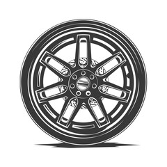 Obraz premium Silhouette velg rim tire for car black color only