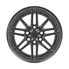 Obraz premium Silhouette velg rim tire for car black color only