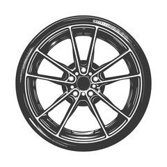 Obraz premium Silhouette velg rim tire for car black color only