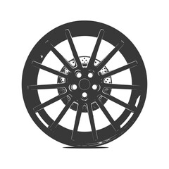 Obraz premium Silhouette velg rim tire for car black color only