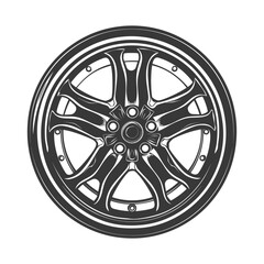 Fototapeta premium Silhouette velg rim tire for car black color only