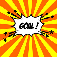 Goal Comic Speech Bubble on sunburst background