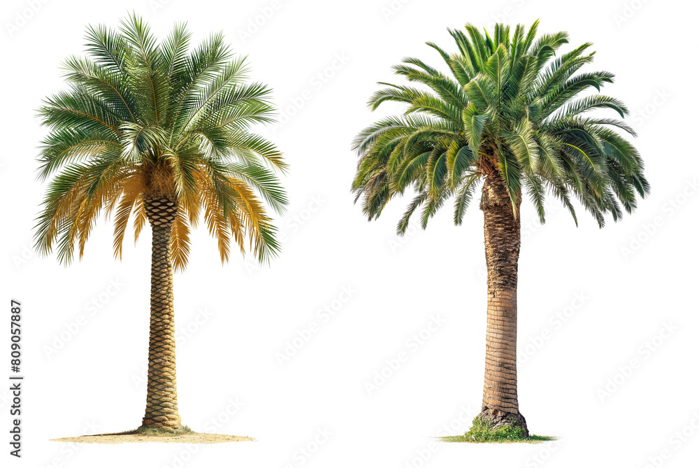 Poster date palm trees isolated on transparent or white background. 3d rendering