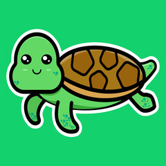 cute turtle sticker. turtle illustration sticker design. children book element. animal book element.