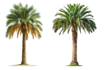Date palm trees isolated on transparent or white background. 3d rendering