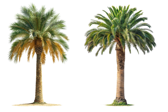Date palm trees isolated on transparent or white background. 3d rendering