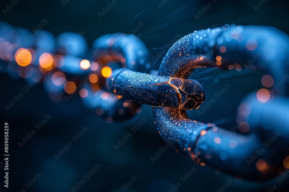 Poster a modern 3d render of a high-tech dna molecular structure with a focus on precision and fine details
