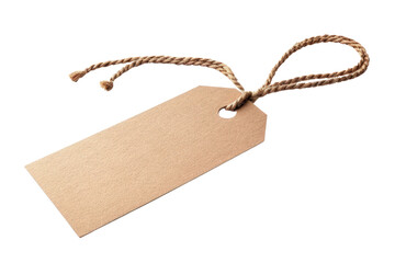 A brown tag with a white background
