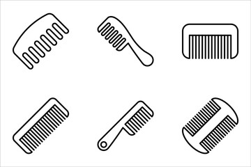 comb icon set. comb of beauty, hair stylist, fashion, salon women, vector illustration on white background