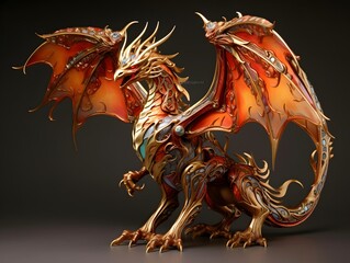 3D rendering of a fantasy dragon isolated on a dark studio background